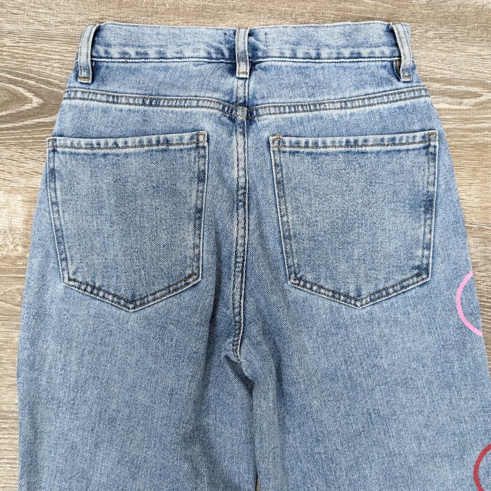 Playboy By PacSun Medium Blue Graphic Straight Leg Jeans Button Fly Size 24